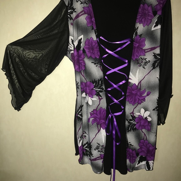 Dare to Wear 2X Black/Purple Tunic - Picture 3 of 5